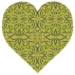 Floral Folk Damask Pattern Fantasy Flowers  Wooden Puzzle Heart by Eskimos