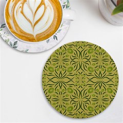 Floral Folk Damask Pattern Fantasy Flowers  Uv Print Round Tile Coaster by Eskimos