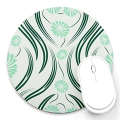 Folk Flowers Print Floral Pattern Ethnic Art Round Mousepads by Eskimos