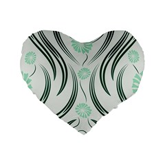 Folk Flowers Print Floral Pattern Ethnic Art Standard 16  Premium Flano Heart Shape Cushions by Eskimos