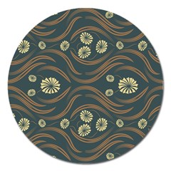 Folk Flowers Print Floral Pattern Ethnic Art Magnet 5  (round) by Eskimos