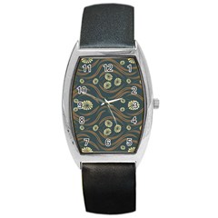 Folk Flowers Print Floral Pattern Ethnic Art Barrel Style Metal Watch by Eskimos