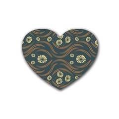 Folk Flowers Print Floral Pattern Ethnic Art Rubber Coaster (heart) by Eskimos