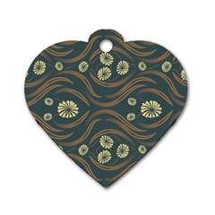 Folk Flowers Print Floral Pattern Ethnic Art Dog Tag Heart (one Side) by Eskimos