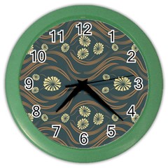 Folk Flowers Print Floral Pattern Ethnic Art Color Wall Clock by Eskimos