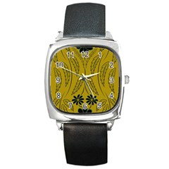 Folk flowers print Floral pattern Ethnic art Square Metal Watch