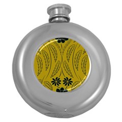 Folk flowers print Floral pattern Ethnic art Round Hip Flask (5 oz)