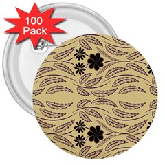 Folk Flowers Print Floral Pattern Ethnic Art 3  Buttons (100 Pack)  by Eskimos