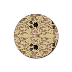 Folk Flowers Print Floral Pattern Ethnic Art Rubber Coaster (round) by Eskimos