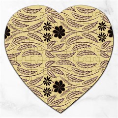 Folk Flowers Print Floral Pattern Ethnic Art Jigsaw Puzzle (heart) by Eskimos