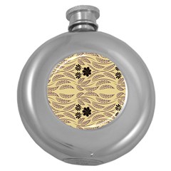 Folk Flowers Print Floral Pattern Ethnic Art Round Hip Flask (5 Oz) by Eskimos