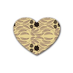 Folk Flowers Print Floral Pattern Ethnic Art Rubber Coaster (heart) by Eskimos