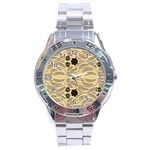 Folk flowers print Floral pattern Ethnic art Stainless Steel Analogue Watch Front