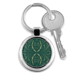 Floral Folk Damask Pattern Fantasy Flowers  Key Chain (round) by Eskimos