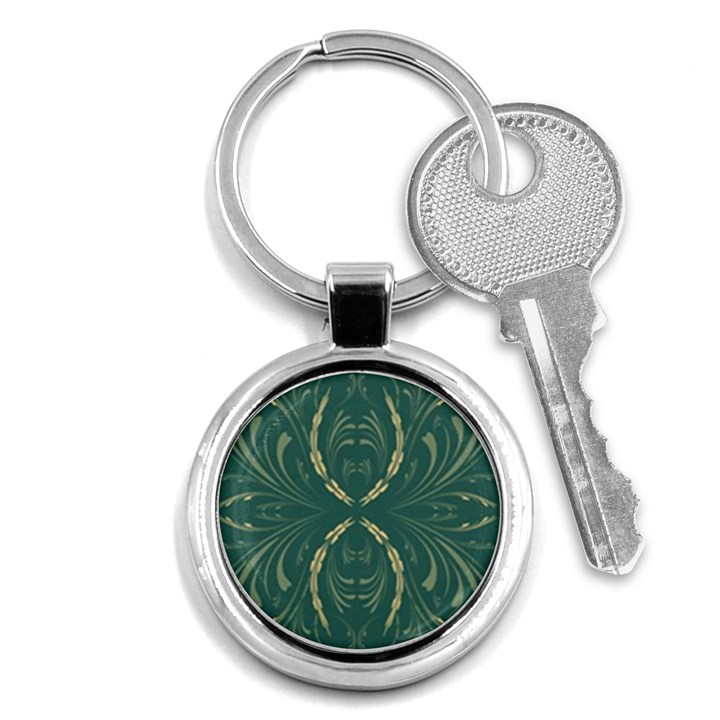 Floral folk damask pattern Fantasy flowers  Key Chain (Round)