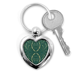 Floral Folk Damask Pattern Fantasy Flowers  Key Chain (heart) by Eskimos