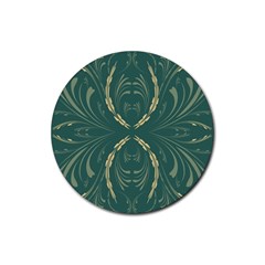 Floral Folk Damask Pattern Fantasy Flowers  Rubber Round Coaster (4 Pack) by Eskimos