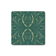 Floral Folk Damask Pattern Fantasy Flowers  Square Magnet by Eskimos