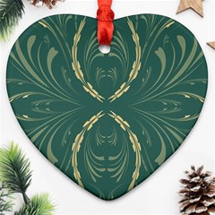 Floral Folk Damask Pattern Fantasy Flowers  Heart Ornament (two Sides) by Eskimos