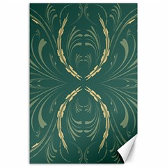 Floral Folk Damask Pattern Fantasy Flowers  Canvas 24  X 36  by Eskimos