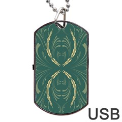 Floral Folk Damask Pattern Fantasy Flowers  Dog Tag Usb Flash (two Sides) by Eskimos