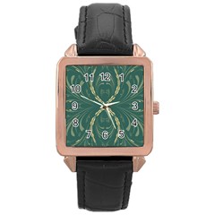 Floral Folk Damask Pattern Fantasy Flowers  Rose Gold Leather Watch  by Eskimos