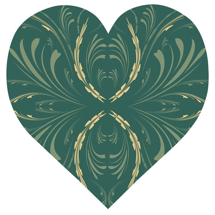 Floral folk damask pattern Fantasy flowers  Wooden Puzzle Heart