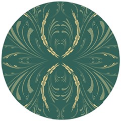 Floral Folk Damask Pattern Fantasy Flowers  Wooden Puzzle Round by Eskimos