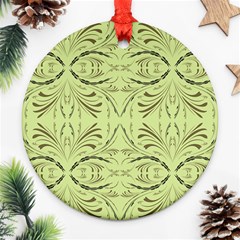 Floral Folk Damask Pattern Fantasy Flowers  Ornament (round) by Eskimos