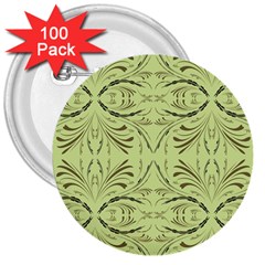 Floral Folk Damask Pattern Fantasy Flowers  3  Buttons (100 Pack)  by Eskimos