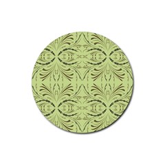 Floral Folk Damask Pattern Fantasy Flowers  Rubber Round Coaster (4 Pack) by Eskimos