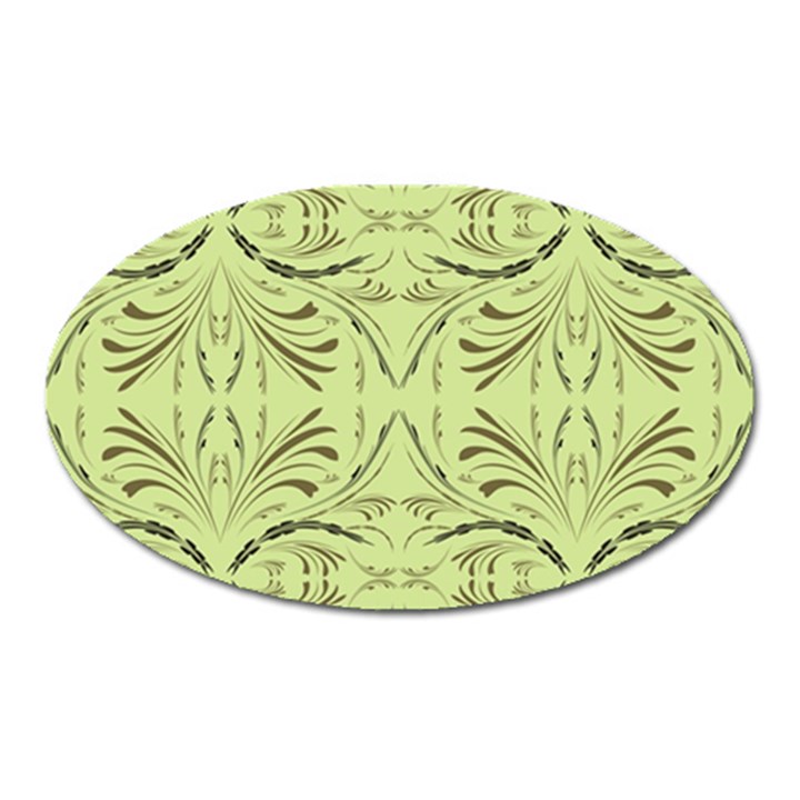 Floral folk damask pattern Fantasy flowers  Oval Magnet