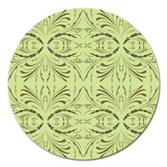 Floral Folk Damask Pattern Fantasy Flowers  Magnet 5  (round) by Eskimos