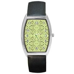 Floral Folk Damask Pattern Fantasy Flowers  Barrel Style Metal Watch by Eskimos