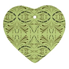 Floral Folk Damask Pattern Fantasy Flowers  Heart Ornament (two Sides) by Eskimos