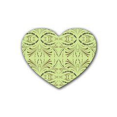 Floral Folk Damask Pattern Fantasy Flowers  Rubber Coaster (heart) by Eskimos