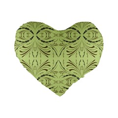 Floral Folk Damask Pattern Fantasy Flowers  Standard 16  Premium Heart Shape Cushions by Eskimos