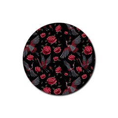 Cranes N Roses Rubber Round Coaster (4 Pack) by HWDesign