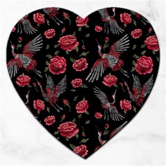 Cranes N Roses Jigsaw Puzzle (heart) by HWDesign