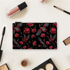 Cranes N Roses Cosmetic Bag (small) by HWDesign