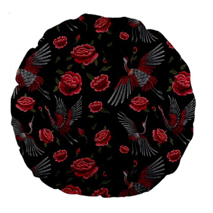 Cranes n Roses Large 18  Premium Round Cushion 