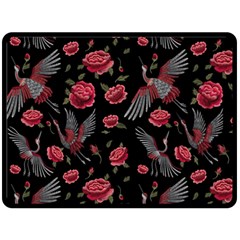 Cranes N Roses Double Sided Fleece Blanket (large) by HWDesign