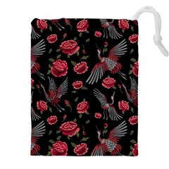 Cranes N Roses Drawstring Pouch (4xl) by HWDesign