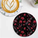 Cranes n Roses UV Print Round Tile Coaster Front