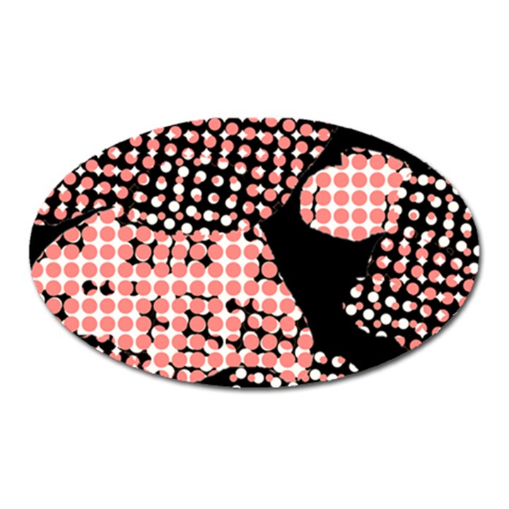 Abstrait Effet Formes Noir/Rose Oval Magnet