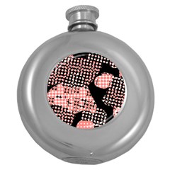 Abstrait Effet Formes Noir/rose Round Hip Flask (5 Oz) by kcreatif