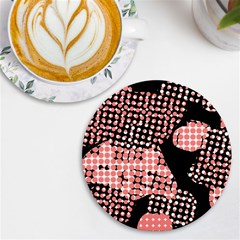 Abstrait Effet Formes Noir/rose Uv Print Round Tile Coaster by kcreatif