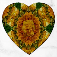 Tropical Spring Rose Flowers In A Good Mood Decorative Jigsaw Puzzle (heart) by pepitasart