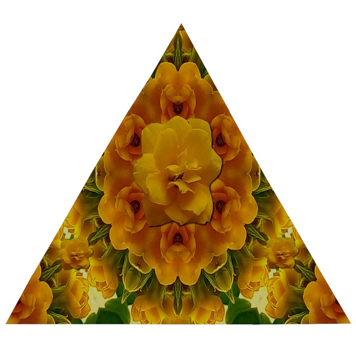 Tropical Spring Rose Flowers In A Good Mood Decorative Wooden Puzzle Triangle