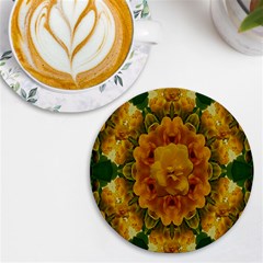 Tropical Spring Rose Flowers In A Good Mood Decorative Uv Print Round Tile Coaster by pepitasart